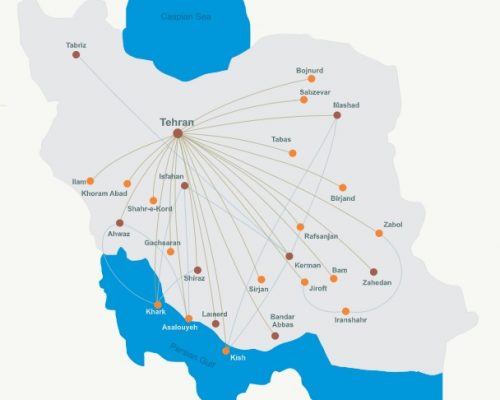 domestic flight network in Iran