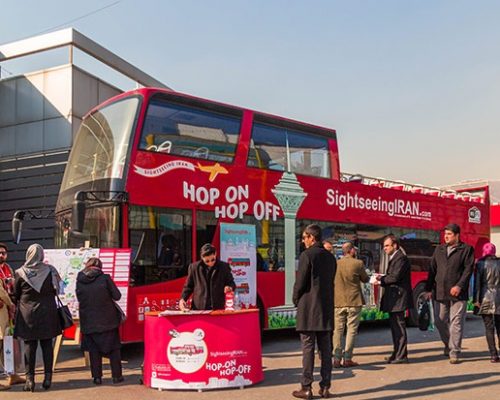 tehran tourism trade - iran fair-tehran exhibition - tourist bus in tehran